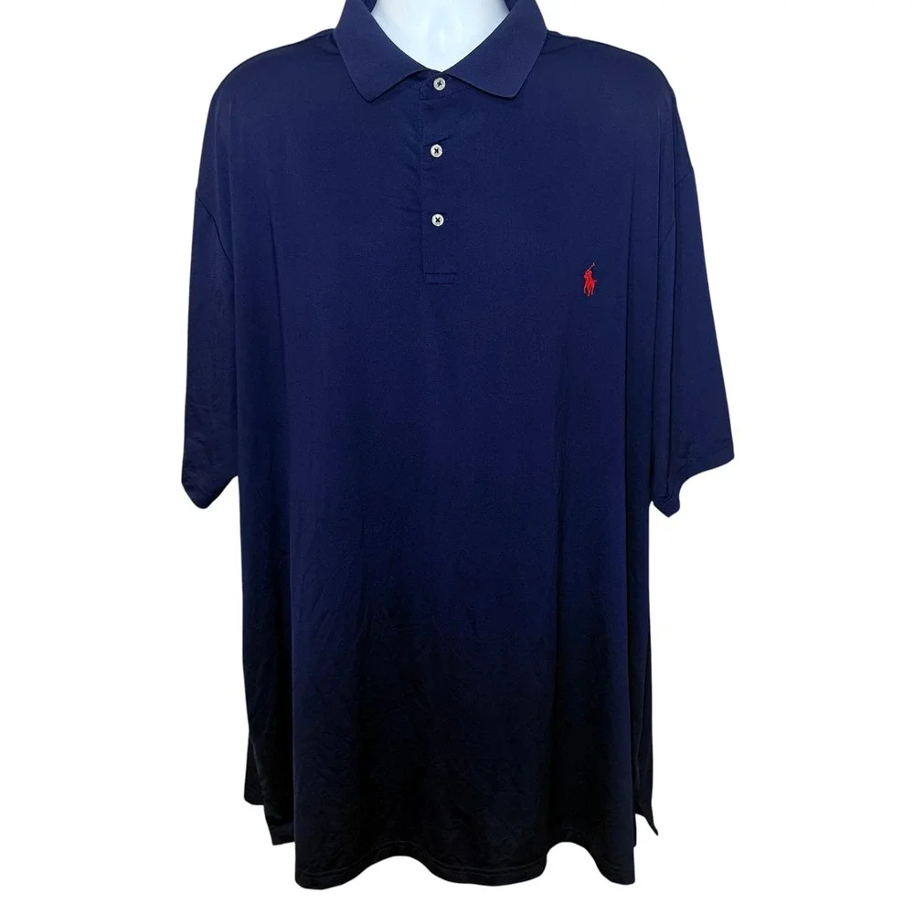 Polo Ralph Lauren Performance Polo Shirt Mens 3XLT Navy Blue Short Sleeve Pony